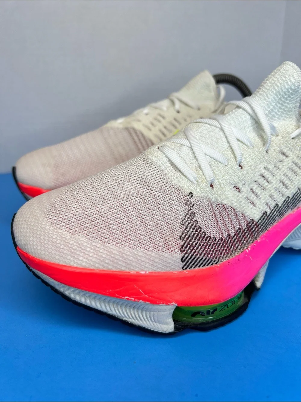 Nike Air Zoom Tempo Next% Flyknit Womens Sz 8.5M Rawdacious DJ5430-100 Very Good